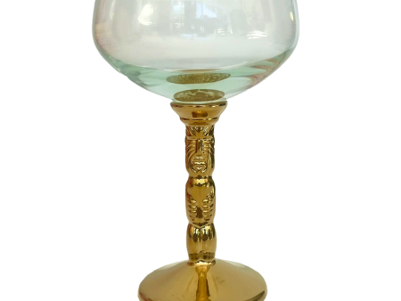 TIKI STEM COUPE GLASS GOLD For Sale