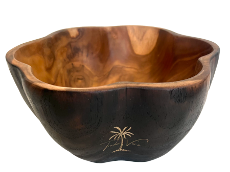 SCALLOPED TEAK BOWL 7  Online now